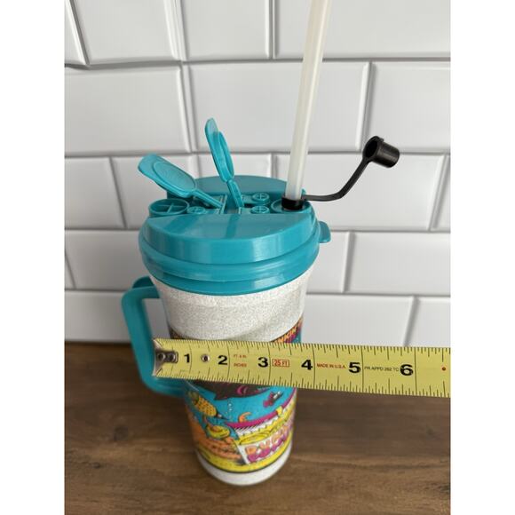 Vintage 90s Dunkin Donuts Tall Whirley Travel Mug Ocean Summer Cartoon Fish 32oz - Picture 11 of 12